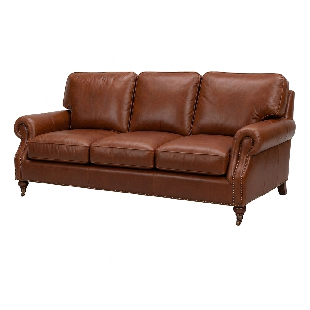 Clancy Rolled-Arm Three-Seat Lounge – Vintage Brown