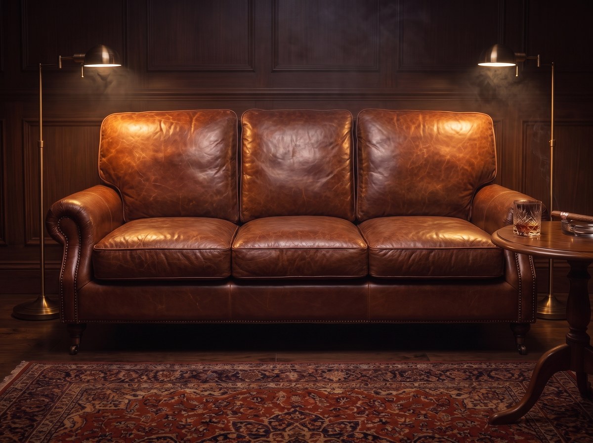 Clancy Rolled-Arm Three-Seat Lounge – Vintage Brown